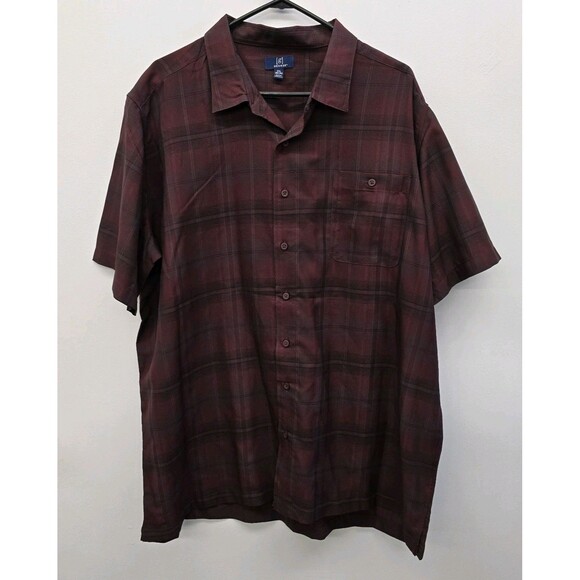 George Other - George Shirt Mens 2XL button down short sleeve plaid classic fit (C43)